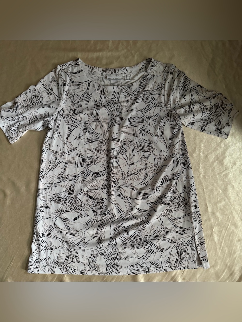 Susan Graver Regular Printed Liquid Knit Elbow Sleeve Tunic small a479177